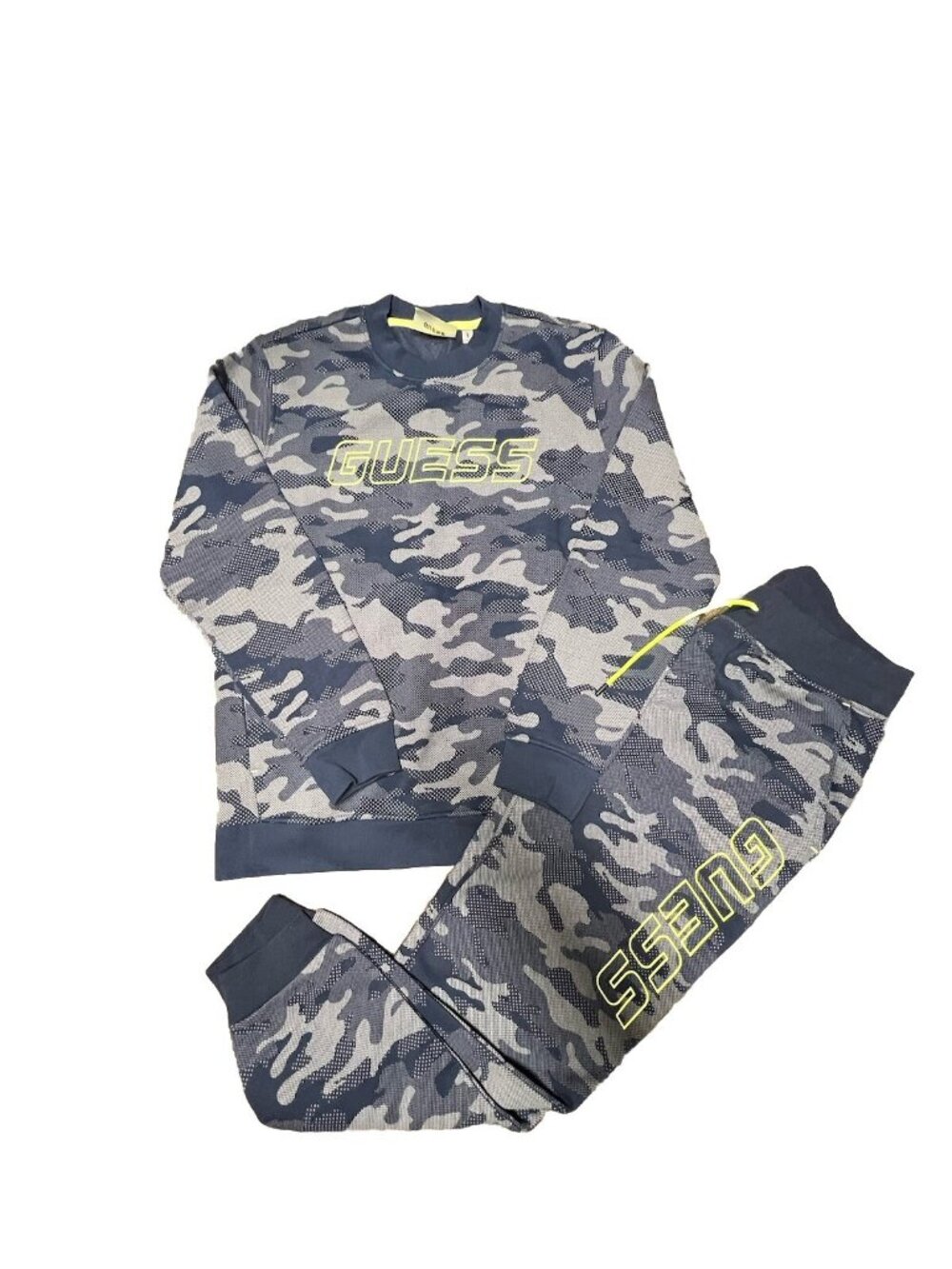GUESS Men's Boniface Print Crew Neck Sweatshirt and Pants Tracksuit Size Large